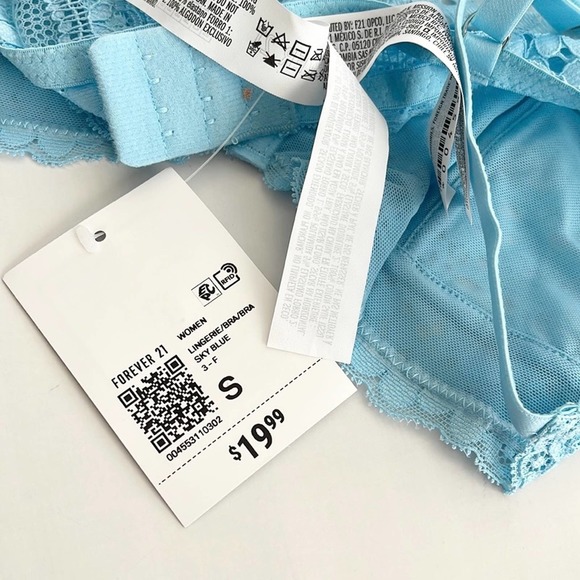 NEW Forever 21 Sky Blue Sheer Lace Lingerie Bodysuit Thong - Picture 8 of 9